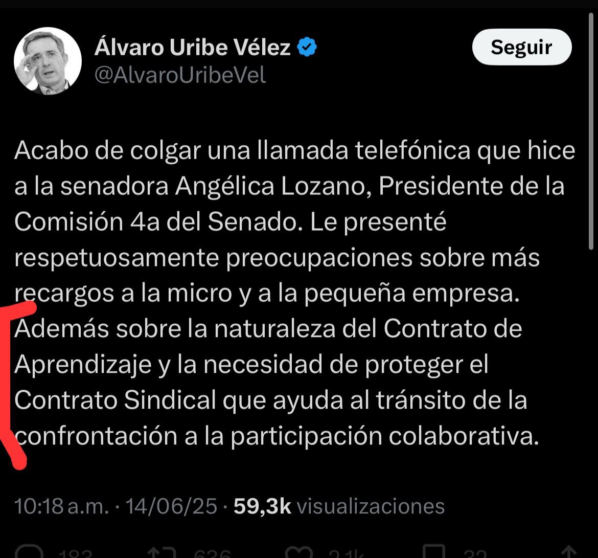 Basta una llamada y <a href="/AlvaroUribeVel/">Álvaro Uribe Vélez</a> y <a href="/AngelicaLozanoC/">Angélica Lozano Correa</a> acuerdan quitarle derechos a 400.000 jóvenes

Ya no disimulan

Uribe le quitó la naturaleza laboral al contrato de aprendizaje del SENA y logró convertir a la juventud laboral en mano de obra barata, con solo un 75% del