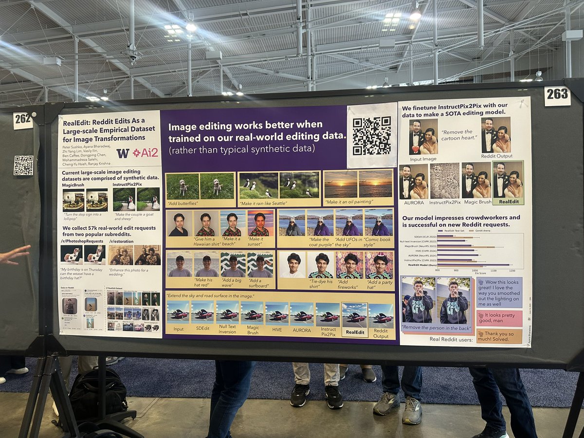 MonaJalal_'s tweet image. Interesting joint work of computer vision and social media data retrieval for image editing- “Image Editing Works Better When Trainer On Our Real-world Editing Data”
@CVPR @allen_ai @UW @csenews @Reddit #CVPR2025 #reddit #ai2 #UW @RanjayKrishna #instructpix2pix #deeplearning