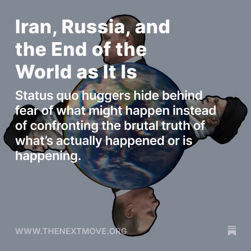 "Things might get worse if we act!" is one of the most destructive mantras in history. Trying to preserve a miserable status quo that is already gone has led to extended dictatorships and wars, suffering and death. We need optimism, hope, &amp; action. My article, link 👇