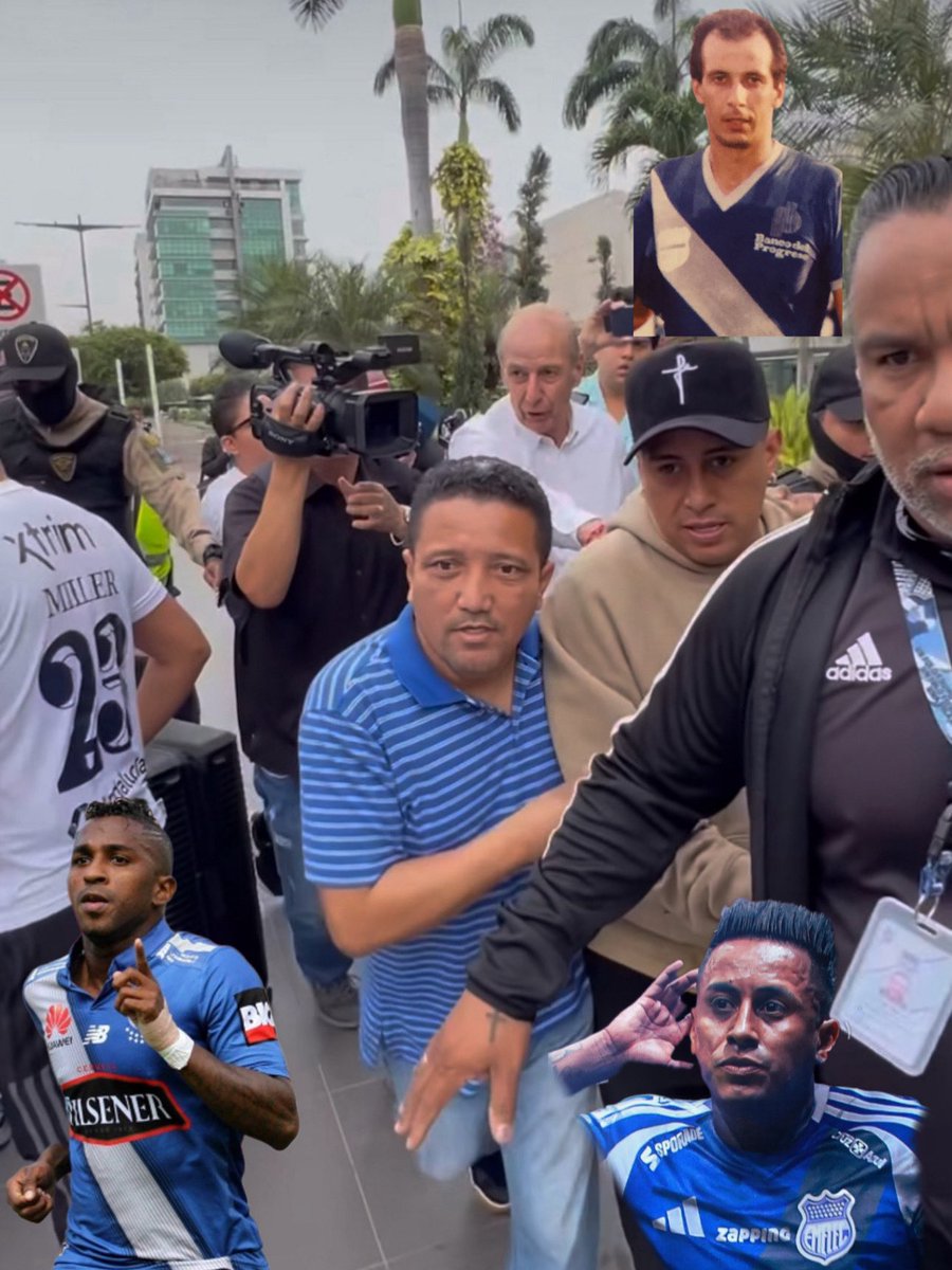 Una foto muy particular en la llegada de Cristian Cueva a Guayaquil, está Miguel Falero hoy director deportivo azul,en su momento fue campeón con los eléctricos y si se fijan hay un hincha con la camiseta de Miller,una de las últimas grandes figuras de Emelec