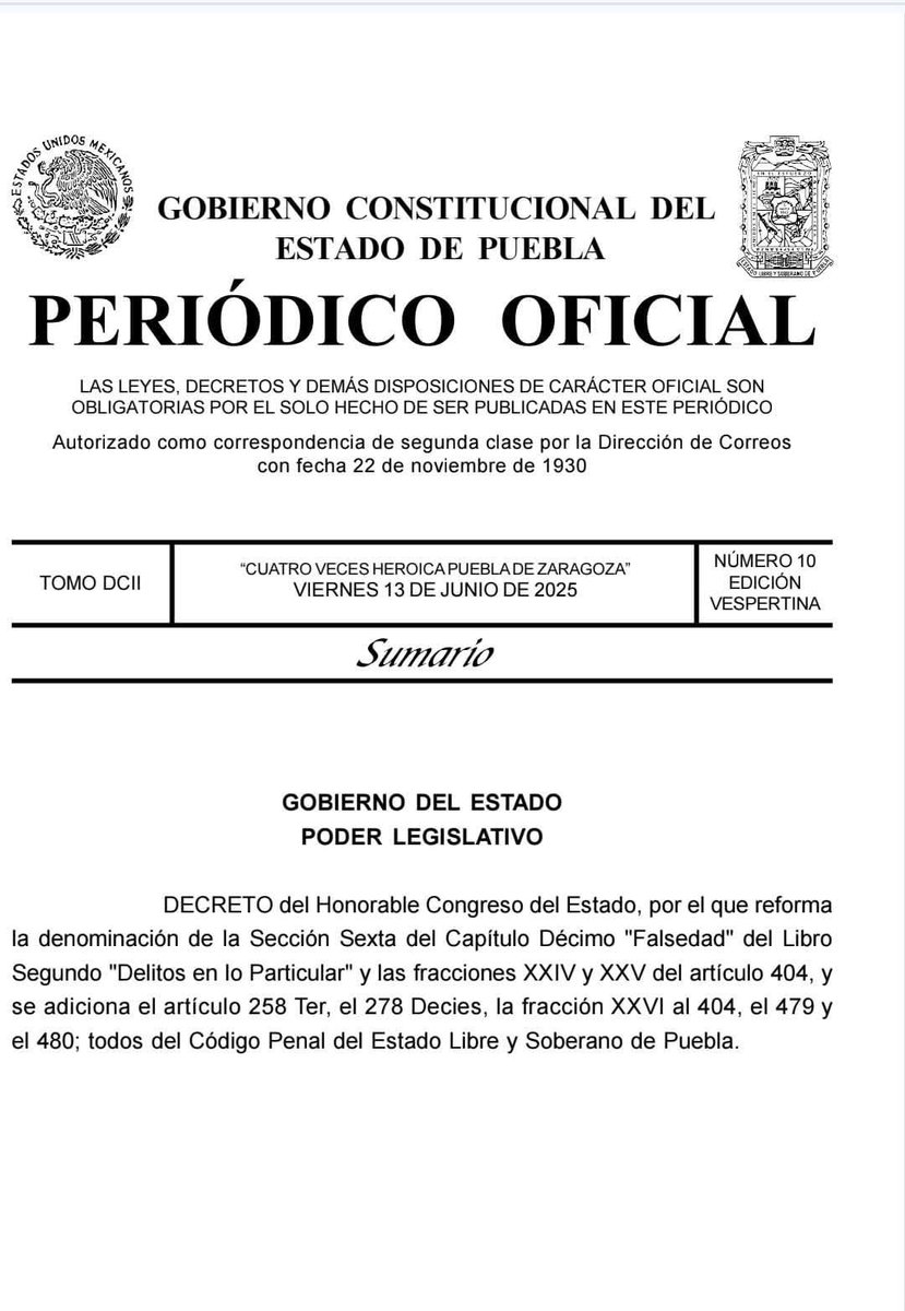 JCarlos_Valerio's tweet photo. #Entérate || Las reformas relacionadas con el ciberasedio en #Puebla ya fueron publicadas en el Periódico Oficial del Estado.

Con esta actualización, se establecen penas de hasta tres años de cárcel para quien utilice plataformas digitales o tecnologías de la información con el fin de agredir, insultar o denigrar a otra persona.