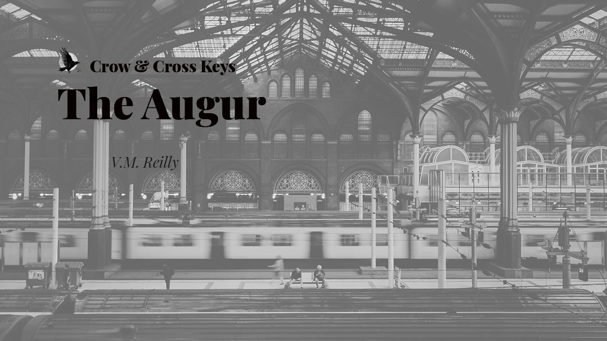 We see the future in skid marks on country roads and in the trails of passing planes. Much like today's poem, we read prophecies via public transport. It's easy when you know how.

"The Augur" by V.M. Reilly

crowcrosskeys.com/2025/06/14/the…