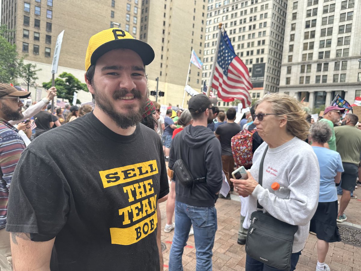 While we are at it in #Pittsburgh protesting Trump, fascism and #NoKings, why not…. #LetsGoBucs