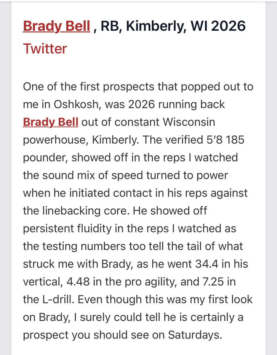 Thank you <a href="/NWahlScouting/">Nate Wahl</a> for the write up! 

<a href="/PrepRedzoneWI/">Prep Redzone Wisconsin</a>