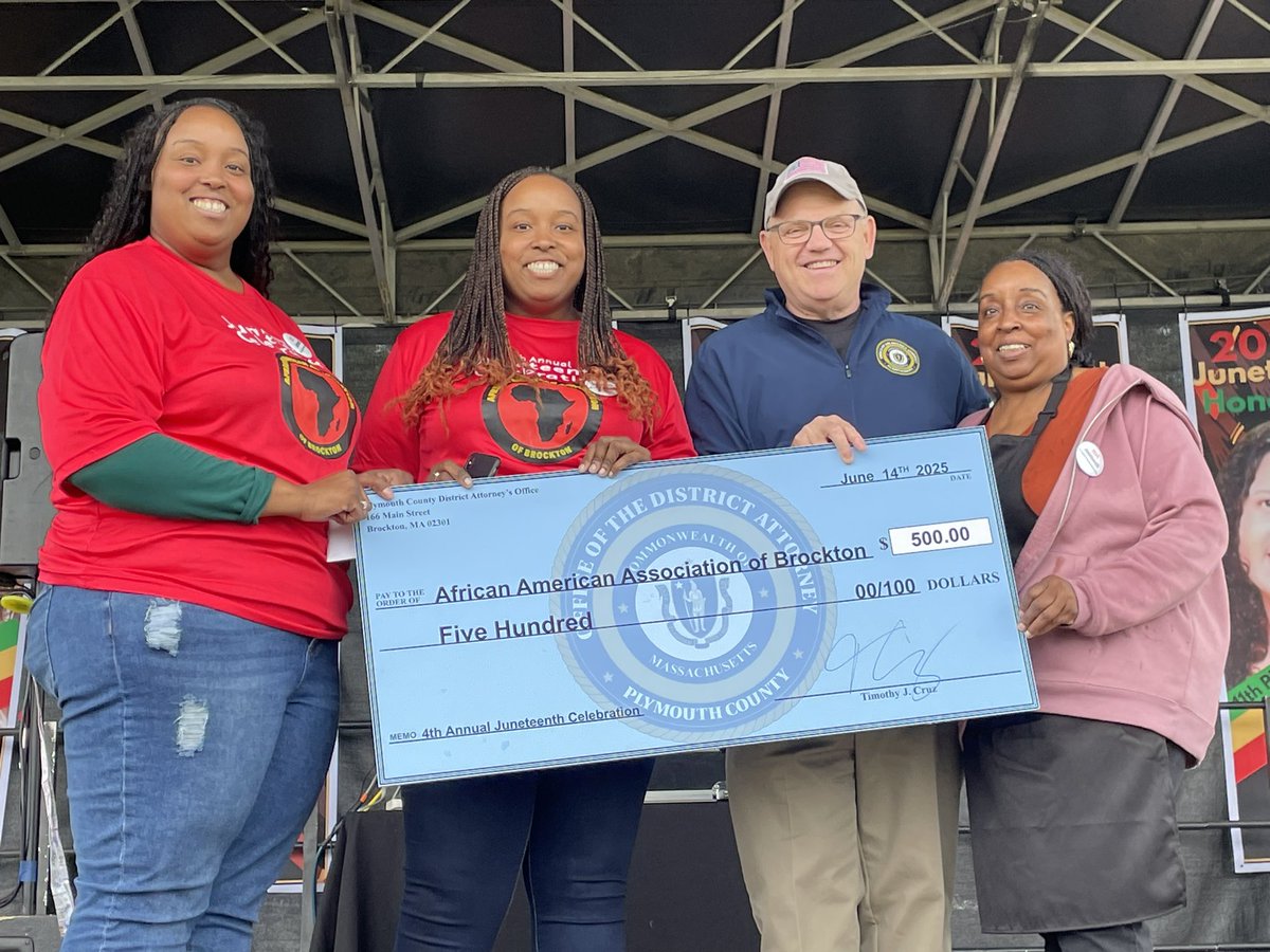 Our office was proud to stand alongside the African American Association of Brockton today and help sponsor their 4th Annual Juneteenth Celebration. We hope all in our community have a meaningful celebration this coming Juneteenth.
