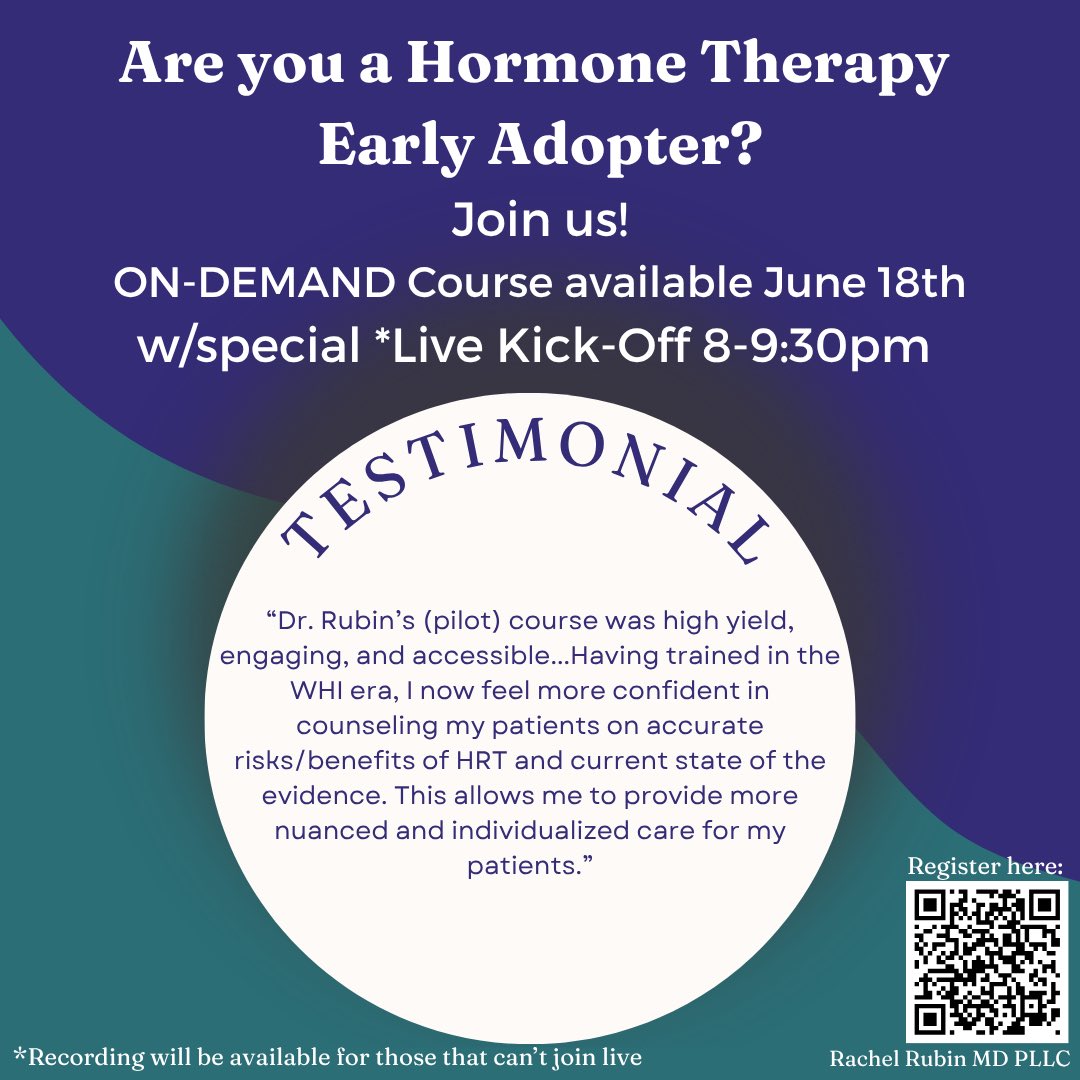 Go at your own pace. 

Learn how to counsel patients engage in shared decision making AND write the prescriptions for hormone therapy . 

You can do this! 

rachelrubinmd.thinkific.com/courses/MHTCME