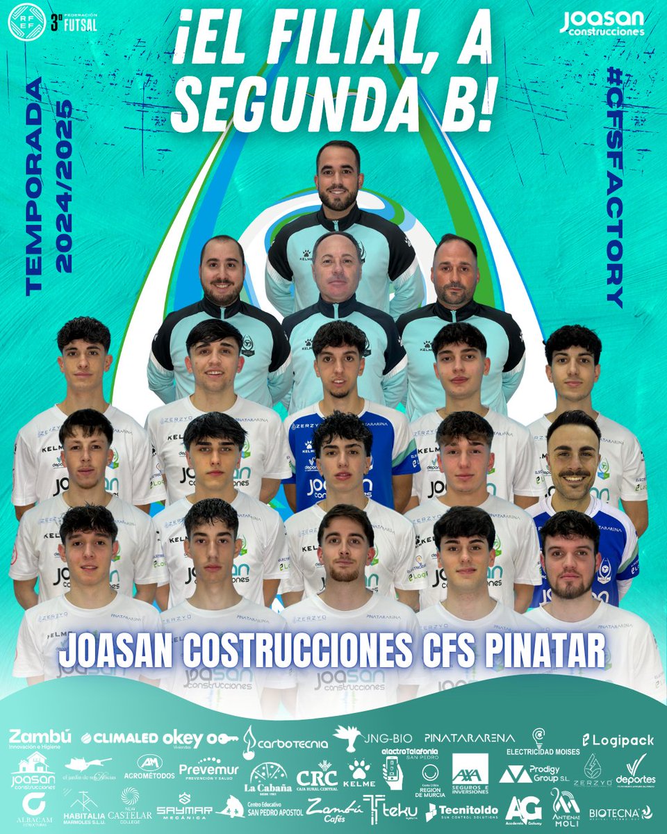 FILIAL 🦩 | ¡El Joasan Construcciones CFS Pinatar es nuevo equipo de Segunda B!🚀

👏🏻¡Enhorabuena a todos los que han participado en esta gran gesta! ¡Sois historia de este club!

#GOPinatar #CFSFactory💙💚