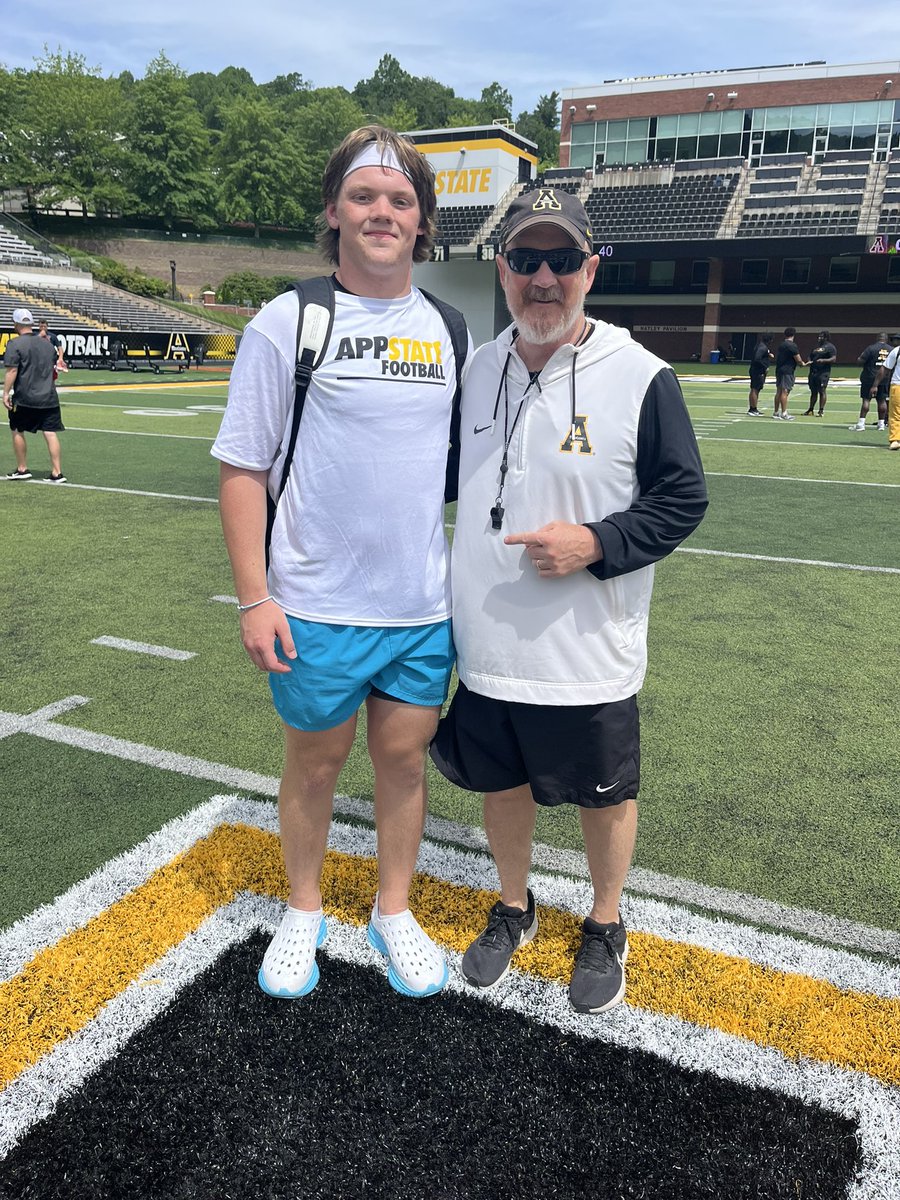 Had a great time today at the <a href="/AppState_FB/">App State Football</a> camp today! Can’t wait to keep working! <a href="/OakGroveGrizzFB/">Oak Grove Football</a> <a href="/OGHSAthletics/">Oak Grove Athletics</a> <a href="/CoachSpeir/">Mark Speir</a> <a href="/Coach_Shak/">Anthony Shakir</a> <a href="/Dowell_Loggains/">Dowell Loggains</a>