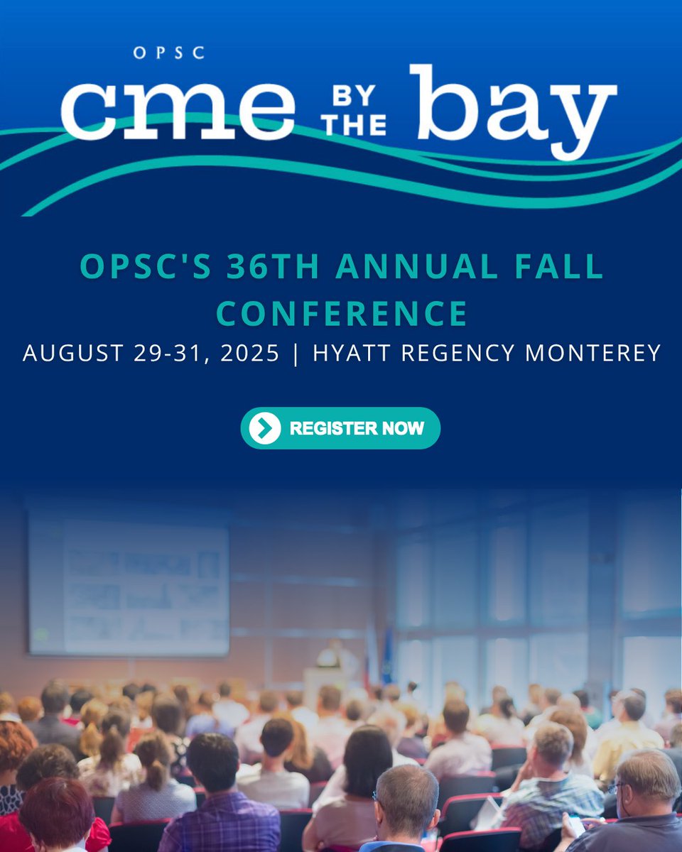 🌊 Register Now for CME by the Bay 2025!
 Join OPSC in Monterey, Aug 29–31, for 20 AOA 1A credits, expert speakers &amp; stunning views.

🎟 Register Now: bit.ly/4dQk7eK

 #OPSC2025 #CMEbyTheBay #OsteopathicMedicine #Physicians