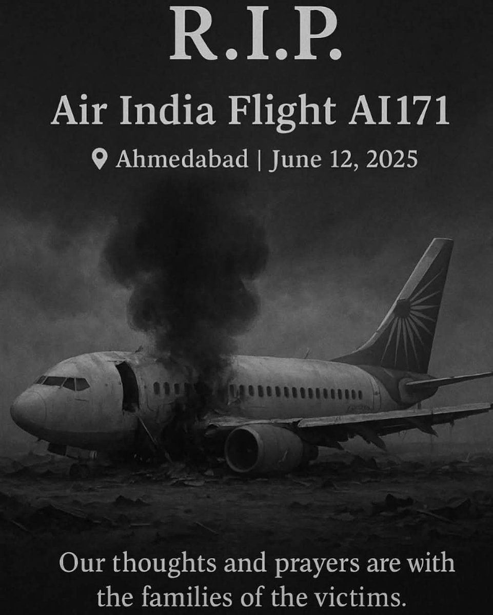 Deeply saddened by the Air India Flight AI171 crash in Ahmedabad on June 12. Our hearts go out to the passengers, crew, families &amp; all affected.

In this time of grief, let’s unite with compassion. Share only verified info &amp; support relief efforts. 🙏