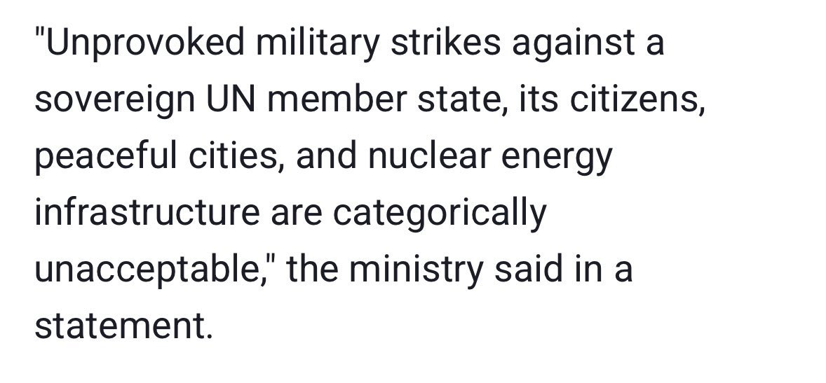 That‘s not a statement by the Ukrainian Foreign Ministry. That‘s the Russian Foreign Ministry condemning Israeli strikes on Iran. You can‘t make it up!