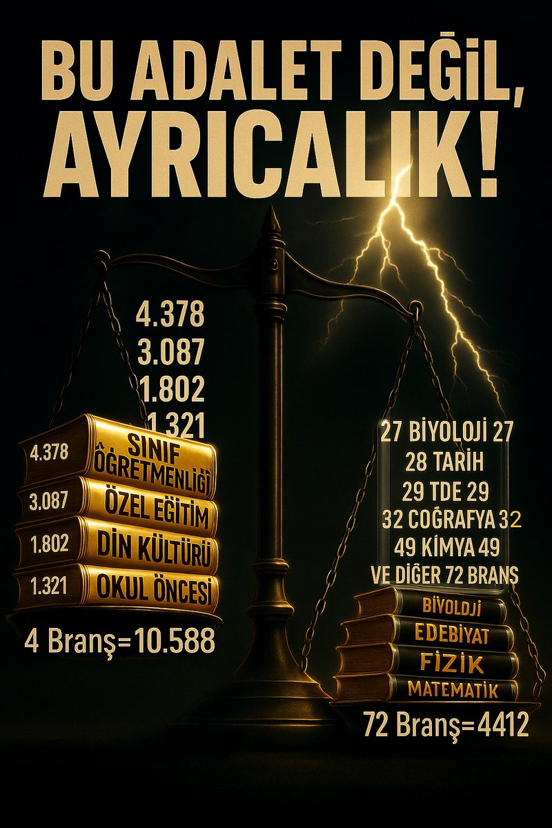 86.000 ücretli öğretmen var iken;
MEB,4 branşa binlerce kontenjan verdi 72 branş mağdur oldu.
MEB,eğitimi ve bilimi ilerletecek genç öğretmenlere  düşük sayıları reva gördü.Perişanız
 Ek atama talep ediyoruz 
<a href="/RTErdogan/">Recep Tayyip Erdoğan</a> <a href="/iletisim/">T.C. İletişim Başkanlığı</a> <a href="/efkanala/">Efkan Âlâ</a> <a href="/acarfaruka/">Faruk Acar</a>
#LiderdenEkatamayaTamDestek