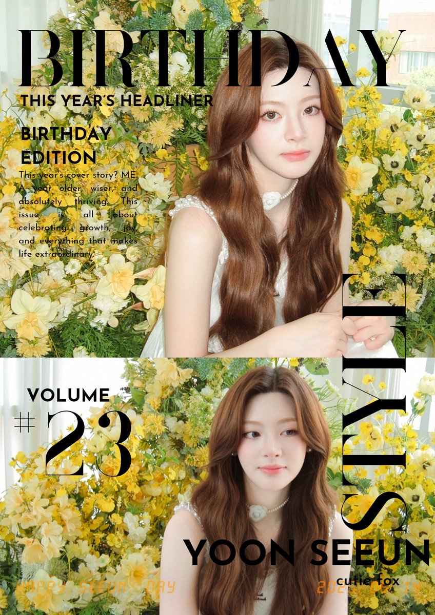 ᅠᅠᅠᅠᅠᅠᅠᅠᅠᅠ
Happy Birthday to our Baby Fox, Seeun. You’re our shining star, and we wish you all the love, happiness, and success in the world. 
ᅠᅠᅠᅠᅠᅠᅠᅠᅠᅠ