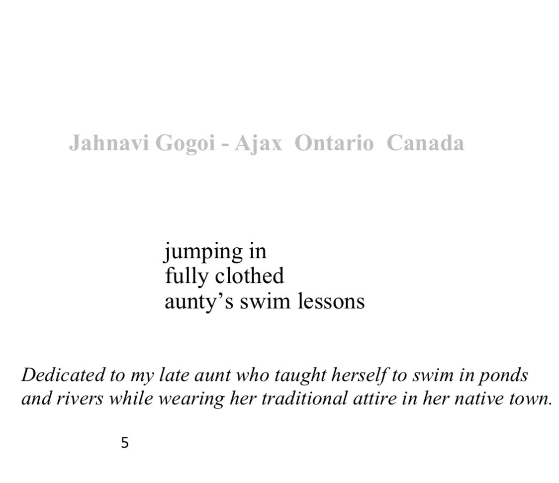 My sincere gratitude to editor Jodie Hawthorne and King River Press for selecting my work in Issue 5 of folk Ku. One of the pieces is for my aunt who passed on to the other side but left behind some beautiful memories.The theme was “ Water” and I congratulate all the featured