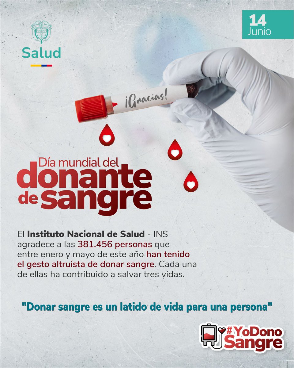 #DíaMundialdelDonantedeSangre ❤️

Cada donación ha significado una nueva oportunidad de vida para tres personas.

#YoDonoSangre porque #DonarEsVivir