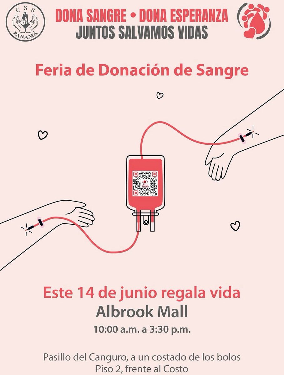 #DonaSangrePanama ¡Están todos invitados a esta Jornada de Donación Voluntaria en #albrookmall !

#DonaSangreSalvaVidas #Se1Heroe #DonaSangre #Panama