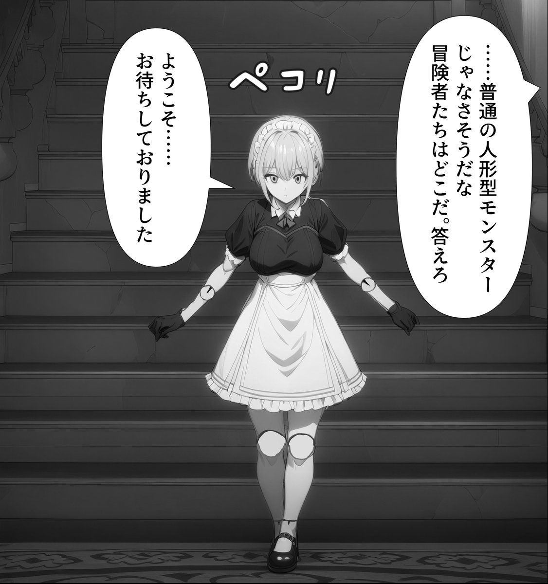 kyomu_dou's tweet photo. 6P漫画『繰糸の館 ―人形となる刻印―』進捗報告

女騎士が迷い込んだのは、メイド人形が待つ不気味な館──
洗脳・人形化・快楽による変化譚、今月末に本編公開予定です！

今週は1～2ページ、進捗カットをどうぞ
#人形化 #洗脳 #モンスター娘 #女騎士 #進捗 #漫画制作 https://t.co/zCZnq1PuHf