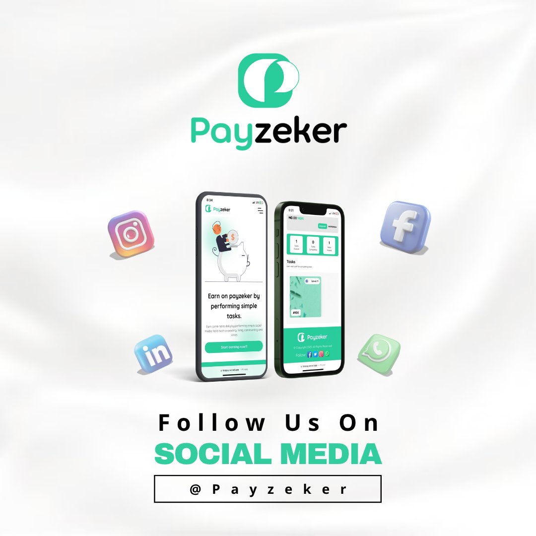 payzeker's tweet image. Follow us on all platforms to stay updated on how to earn by completing simple tasks on @Payzeker.
📍 Let’s grow together
📲 Visit: payzeker.vercel.app

#Payzeker #EarnOnline #SideHustle #WorkFromPhone #DigitalIncome #PassiveIncome #NigeriaTech #FreelanceTasks #TaskToCash
