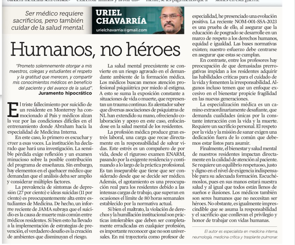 Éste es mi editorial de hoy en El Norte con un tema muy sensible. ￼￼ Es muy importante no hacer juicios apresurados en este triste caso, al mismo tiempo que hay que llamar a la reflexión.