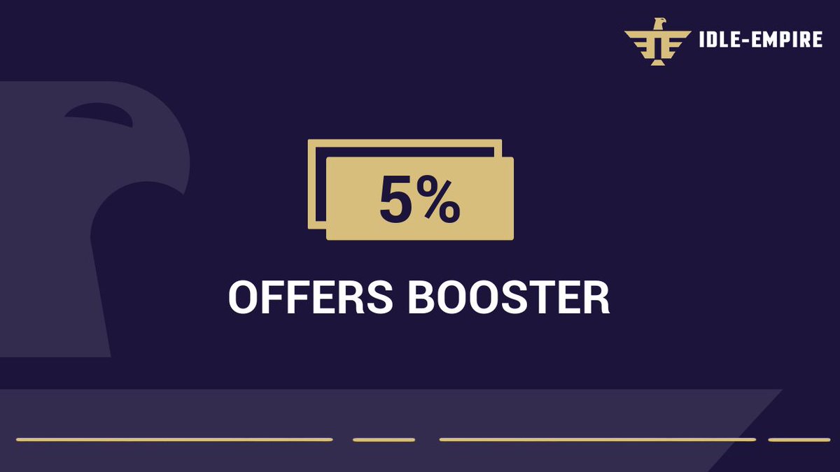 Offers Booster Activated! 🚀

Earn 5% extra points for all Offers transactions in the next 14 hours! ⏳

Start earning now: idle-empire.com/earn/offerwall…