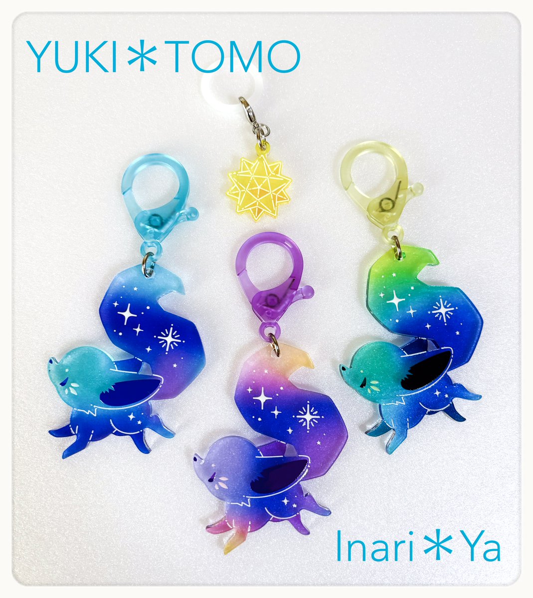 yukixxxtomo's tweet photo. 告知遅くなりましたが、来週名古屋の #クリエーターズマーケット に参加します。

◇ Inari＊Ya（ユキ＊トモ）
◇ 6／21・22（両日）
◇ M-924��2号館）

狐多めの雑貨屋です。 新作は宙色キツネのアクキーなどあります。 お気軽にお立ち寄りくださいませ。

#クリマ52  #クリマ https://t.co/o4aXaRLPGq