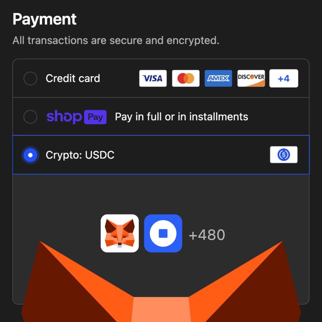 🔥 TODAY: Shopify rolls out $USDC payments via MetaMask, powered by Coinbase.