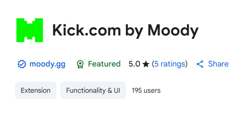 We've officially hit 205 users (straight from the database) in under 9 days?! 🔥 This is just the beginning. Next update drops in a few days and you're definitely going to love it 💚 more stuff coming once we're able to verify the kick.com/@Moody account! (Go follow it!)