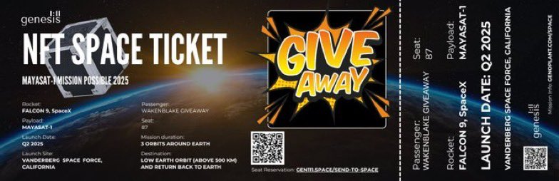 digijointz's tweet photo. 1st Giveaway 

Giveaways Space Seat Ticket! 🎟️ 

1 Seat for your NFT or PFP 

Value $55 user for free!

1. Repost and quote retweet this
2. Tag 3 frens
3. Follow @gen111_token @genoplant @TavCannaLLC 

Deadline is Tuesday Night 8pm June 17 2025!

Special thank you to Digijointz Community 

GL