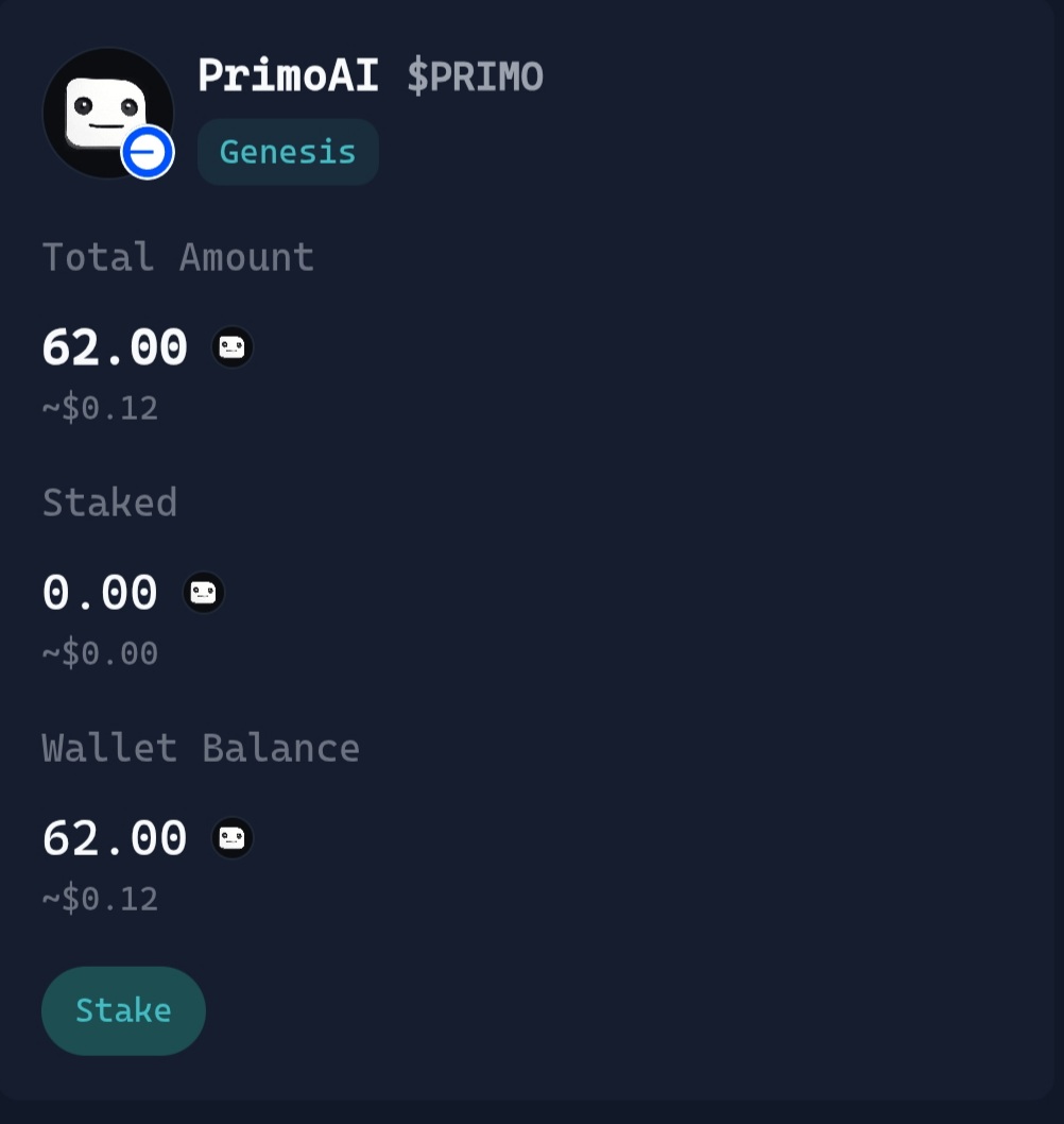 Airdrop_new_86's tweet photo. Ai stake VIRTUAL vào check nhận airdrop $BAIBY và $PRIMO kìa.
Tính ra ae stake nhiều nhận air đều đều nhỉ,dự án biết chiều lòng người dùng ghê.
Vào portfolio trên @virtuals_io
check xong mang đi stake luôn😎
#baibysitter #VirtualPhotography https://t.co/7I0D0rrIPj