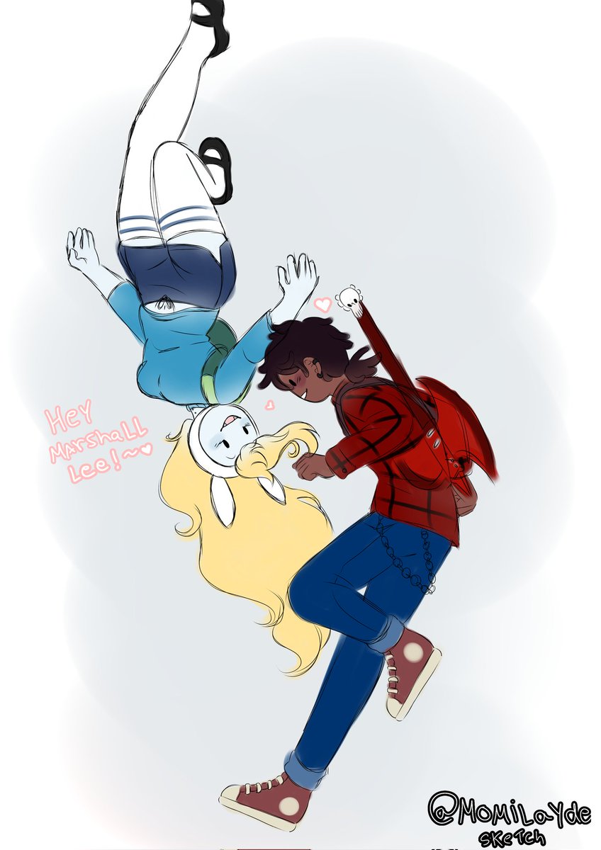 momilayde's tweet photo. A lot has happened in my life and I need to relax a little... starting with AU drafts, I think will cheer me up (I hope to finish it one day lol) #fionnaandcake #marshalllee #fiolee #adventuretime #fanart #sketch 🐰🦇 https://t.co/m3h3MJmMyg
