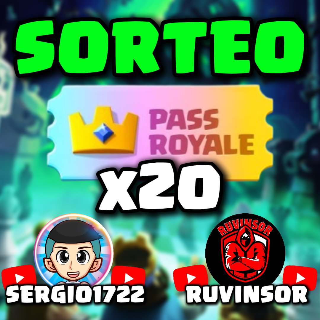 Ruvinsor (@ruvinsor) on Twitter photo 🎉SORTEO 20 PASS ROYALE🎉
✅Pasos para participar:
1⃣ Seguir <a href="/ruvinsor/">Ruvinsor</a> y <a href="/Sergio1722c/">Sergio1722</a>
2⃣ Dale LIKE❤️y RT🔁
3⃣ Suscríbete a mi canal de YT y comenta en el vídeo del sorteo💬
4⃣ Suscríbete al canal de YT de <a href="/Sergio1722c/">Sergio1722</a> y comenta en el vídeo del sorteo💬
📅Finaliza: 20/06/2025 🎉SORTEO 20 PASS ROYALE🎉
✅Pasos para participar:
1⃣ Seguir <a href="/ruvinsor/">Ruvinsor</a> y <a href="/Sergio1722c/">Sergio1722</a>
2⃣ Dale LIKE❤️y RT🔁
3⃣ Suscríbete a mi canal de YT y comenta en el vídeo del sorteo💬
4⃣ Suscríbete al canal de YT de <a href="/Sergio1722c/">Sergio1722</a> y comenta en el vídeo del sorteo💬
📅Finaliza: 20/06/2025