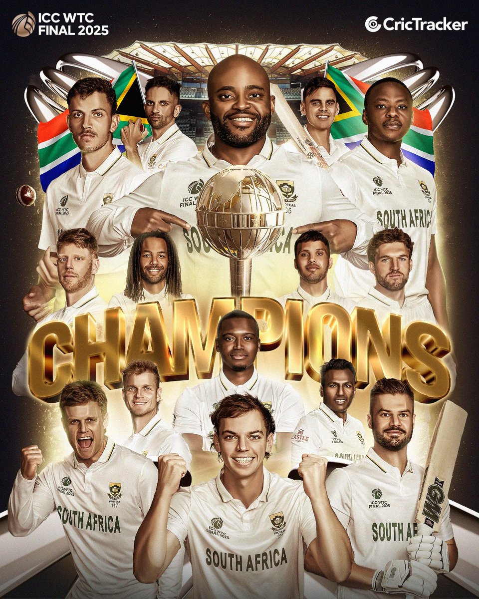 South Africa win 😃🎉🎉
#WtcFinal2025 #AUSvsSA Temba Bavuma <a href="/opnetbtc/">OP_NET</a> Aiden Markram South Africa Congratulations SA