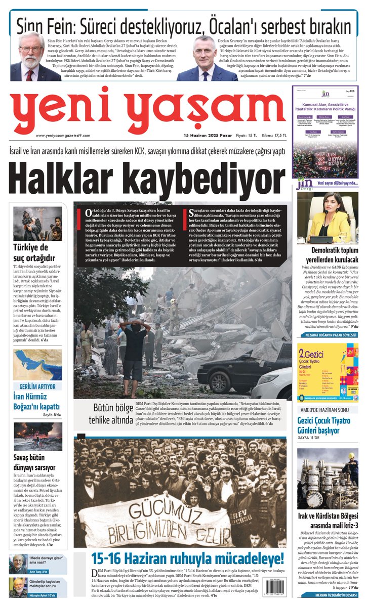 'Halklar kaybediyor ' manşetiyle yayındayız