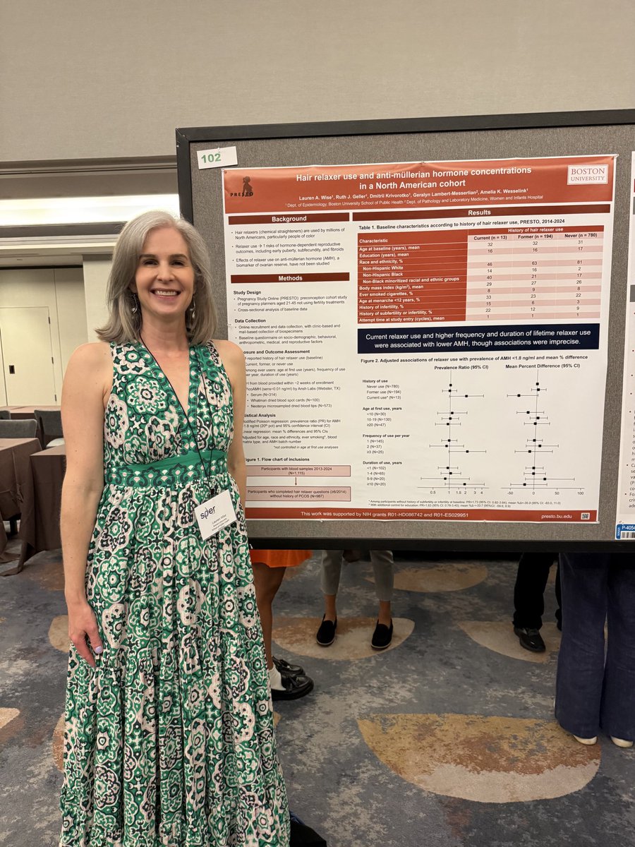 Dr. Wise presenting her #sper2025 poster on hair relaxer use and antimullerian (AMH) concentrations using data from the PRESTO cohort. #fertility