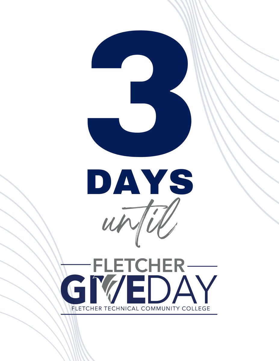 The countdown is on! Only 3 days until Fletcher Give Day. 💙

Your gift helps us fund scholarships, programs, and resources that change lives.
Make an impact. Start the ripple.

🔗 secure.qgiv.com/for/annualspri…