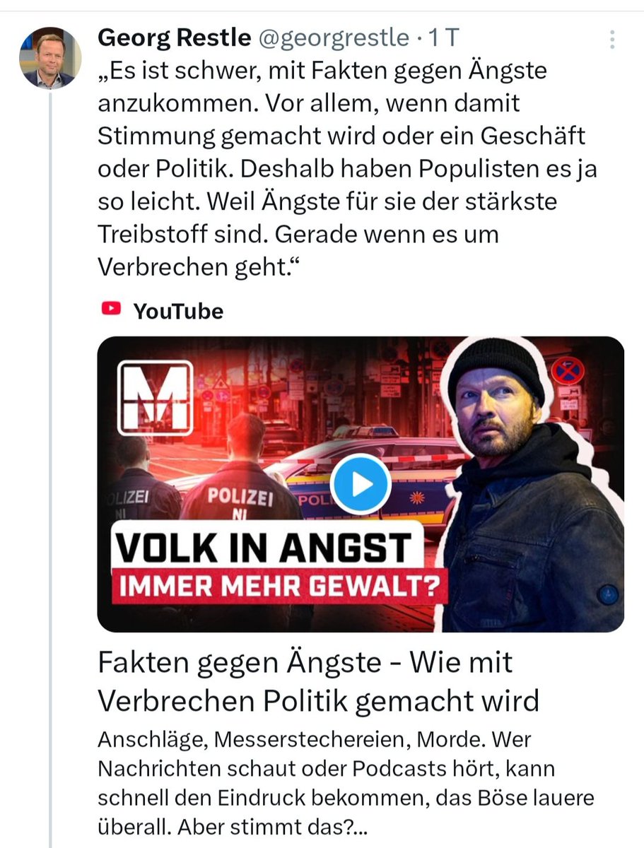 Das ist #GeorgRestle , der ÖRR System-Moron , der der Realität sekündlich hinterher läuft , aber einholen wird er sie nie.
Was hat er vor?