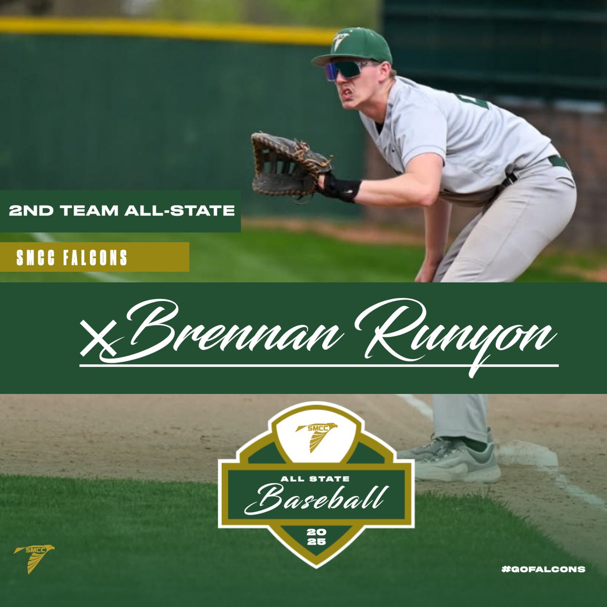 Congratulations to Brennan Runyon on earning 2nd team All-State honors in baseball this spring. #GoFalcons