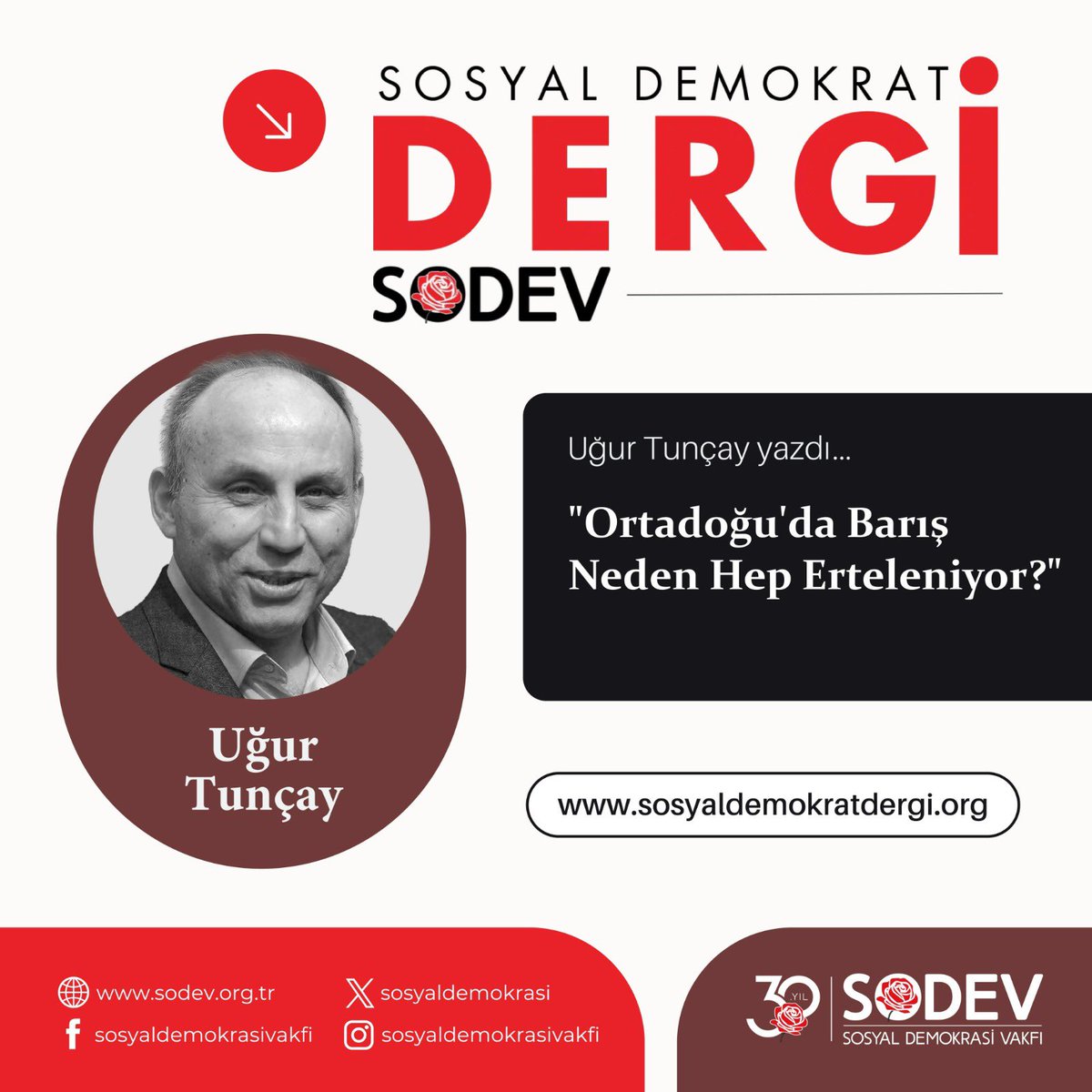 SOSYAL DEMOKRAT DERGİ DİJİTALDE!
Uğur Tunçay yazdı: "Ortadoğu’da Barış Neden Hep Erteleniyor?"
Yazı linki 👇
sosyaldemokratdergi.org/ortadoguda-bar…
