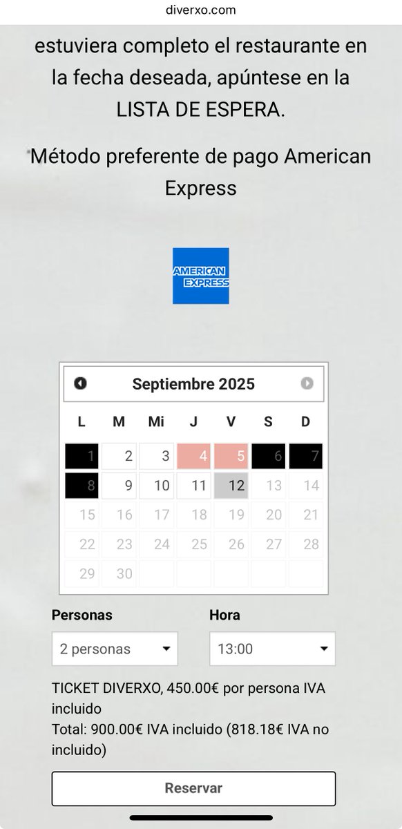 <a href="/growtxo/">Growtxo</a> Hombre, en DiverXo se reserva a 90 días. Si o si. Ahora mismo se puede reservar para el viernes 12 de septiembre. Y el 11 y el 10. Eso es un restaurante.
En Etxebarri no se puede reservar. Es un club de amiguetes de Bittor y Moha. En el que ni te contestan. NO ES UN RESTAURANTE.