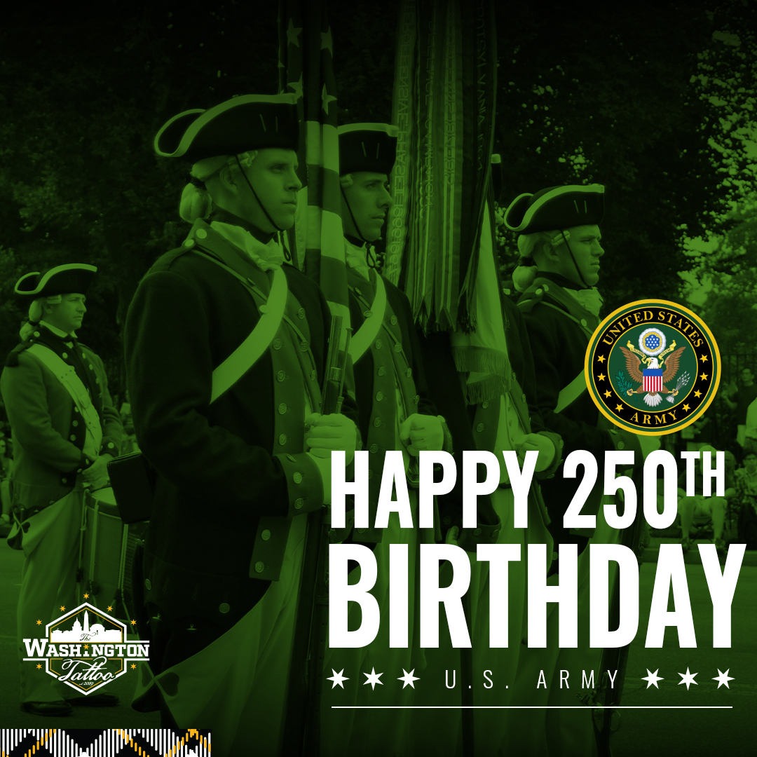 Today, we honor 250 years of courage, commitment, and service.
Happy 250th Birthday to the United States Army!
From all of us at The Washington Tattoo, thank you to the soldiers past and present who defend our freedoms with honor. Here's to a legacy that continues to inspire.