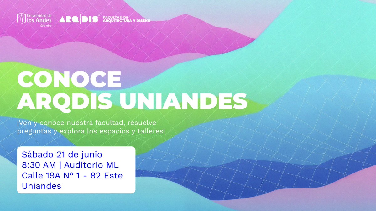 ¡El próximo sábado 21 de junio la Facultad de Arquitectura y Diseño de la Universidad de los Andes te invita a que recorras nuestros espacios y descubras más sobre nuestros programas de pregrado! Inscríbete aquí 👉 cutt.ly/RrQyNT7a

#ARQDISUniandes