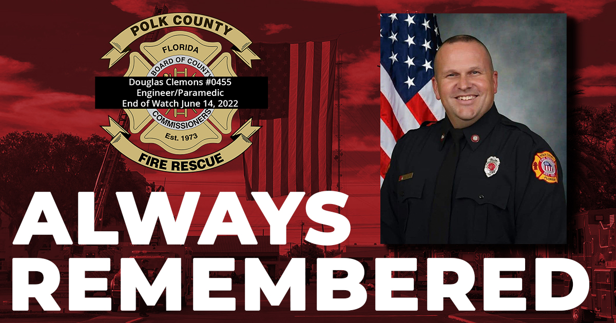 Three years has passed since the line of duty death of friend and colleague Engineer/Paramedic Douglas Clemons #0455.

Clemons served his community for 27 years and his legacy lives on in the hearts of his PCFR brothers and sisters and those he served.