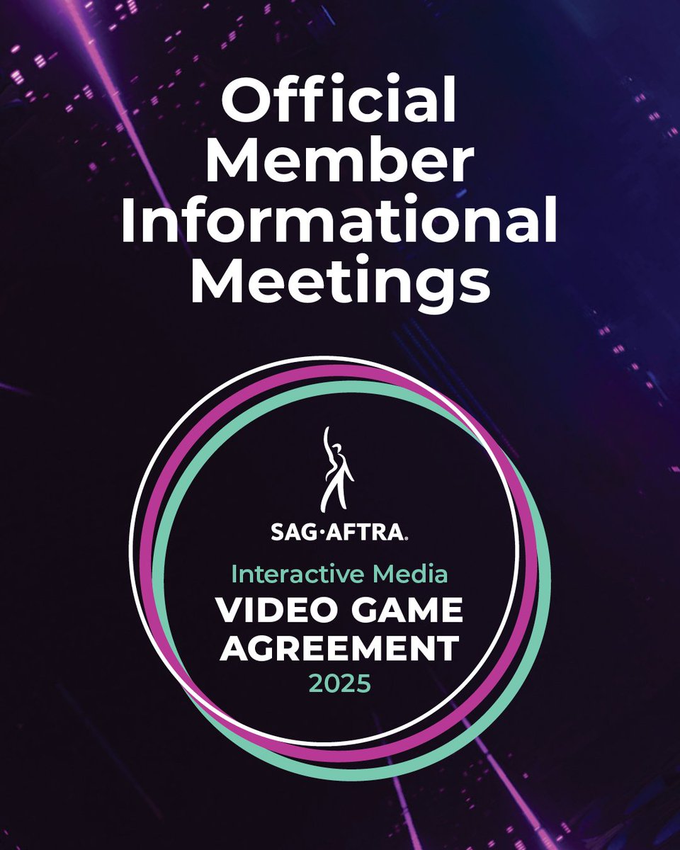 The National Board has approved the tentative agreement for the Interactive Media Agreement. The full terms of the deal will be released with ratification materials on June 18, and informational meetings will be held on June 20, 23 and 26. Register at sagaftra.org/videogames2025