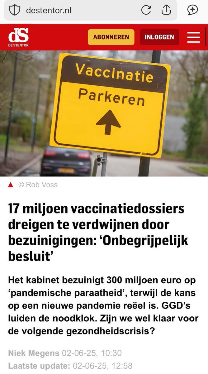 Symphony_res's tweet image. "17 miljoen vaccinatiedossiers dreigen te verdwijnen door bezuinigingen: ‘Onbegrijpelijk besluit’" kopt de Stentor op 2 juni 2025.

Onder het mom van bezuinigingen proberen ze  bewijs 'van de grootste misdaad tegen de mensheid' te vernietigen...