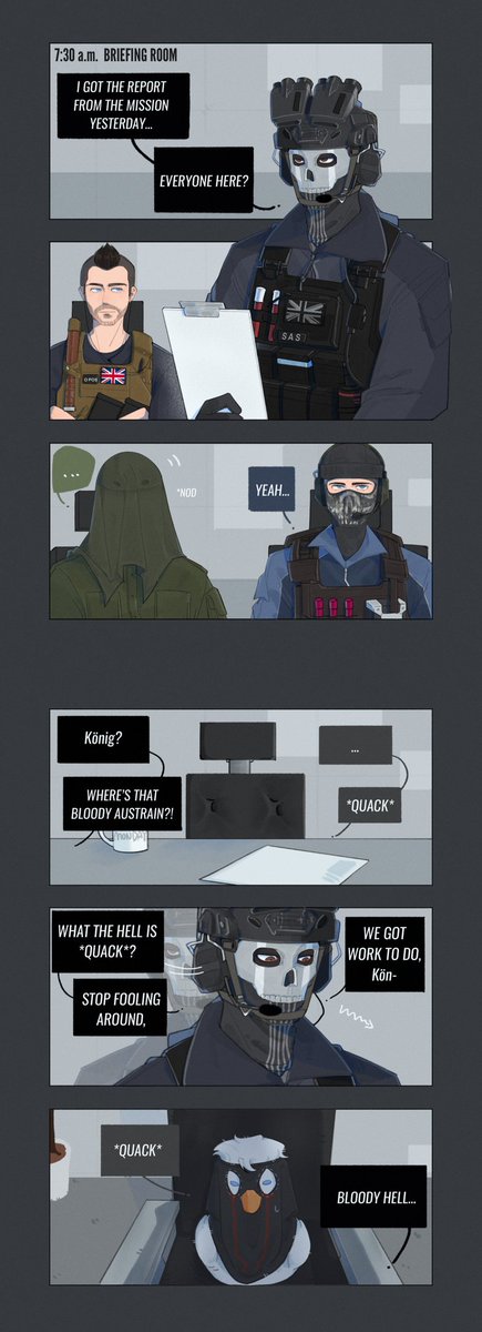 _MIRAGEXD's tweet image. 🦆?

I only drew two pages, there are still others parts I didn't finished... Well, tbc :b

#CallofDuty #Ghost #Soap #Keegan #Kruger #König