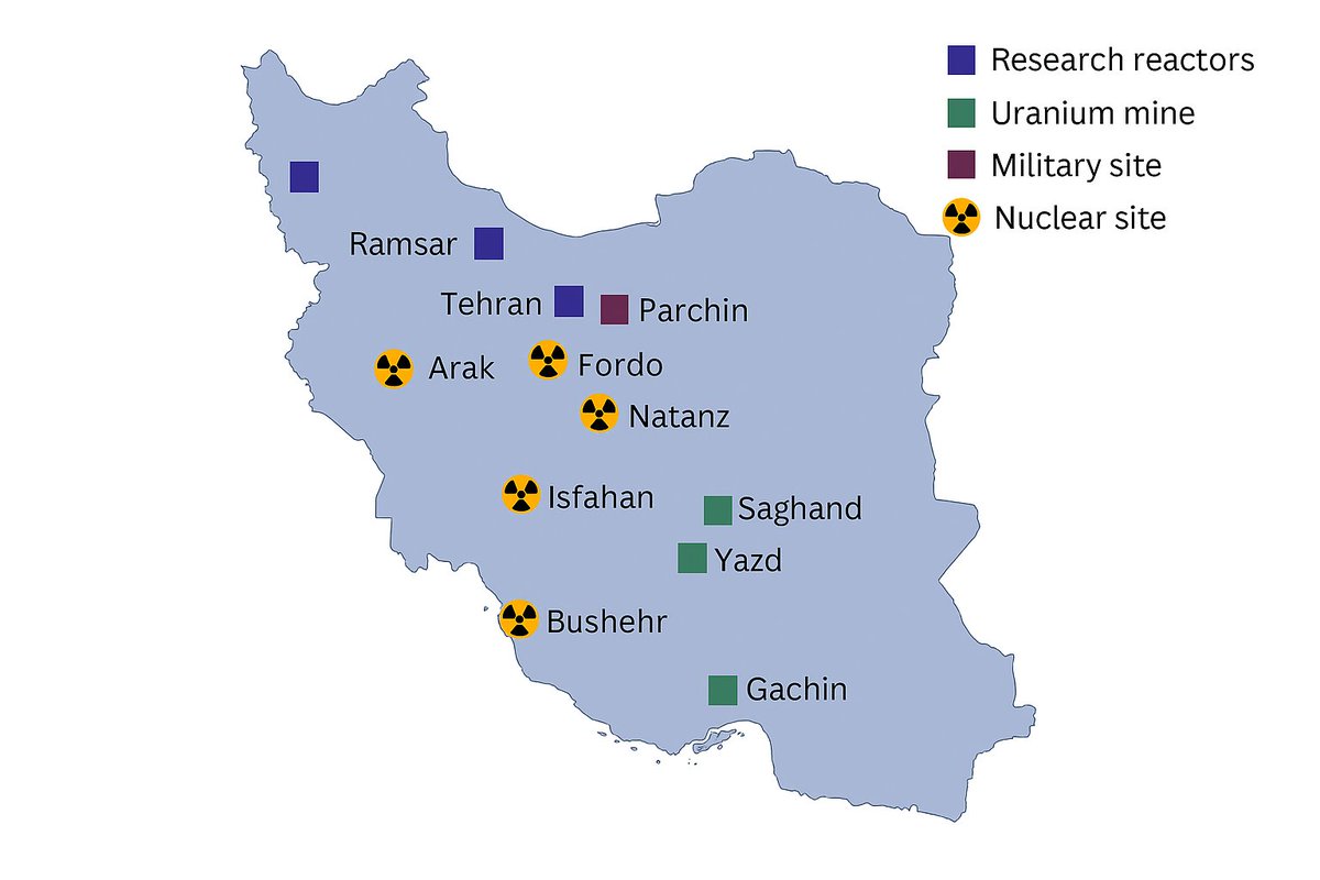 📌أهم المنشآت النووية ☢️ الإيرانية 🇮🇷
1⃣ منشأة نطنز (تعرضت لهجوم💥) وسط إيران لتخصيب اليورانيوم وفيها أجهزة الطرد المركزي - تحتوي على منشأتين رئيسيتين: أحدهما تحت الأرض. سبق وأن تعرضت للتخريب بهجمات سيبرانية ( Stuxnet) في 2009
2⃣ منشأة فوردو بالقرب من مدينة قم، وأيضاً يتم فيها