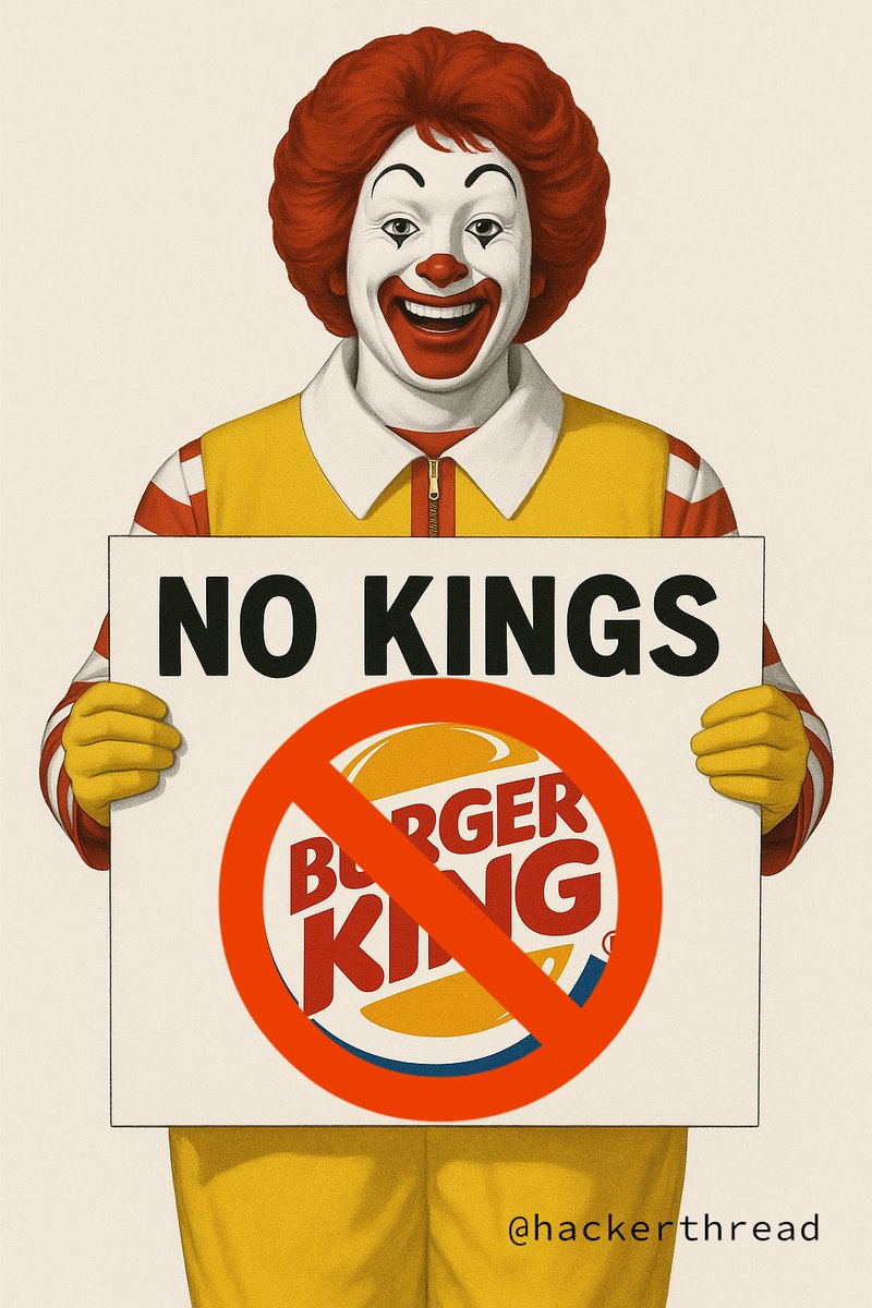 hackerthread's tweet image. The day we’ve been waiting for. Hold your Big Mac high and let your voice be heard, we won’t tolerate any kings in our streets!! Overthrow the @BurgerKing