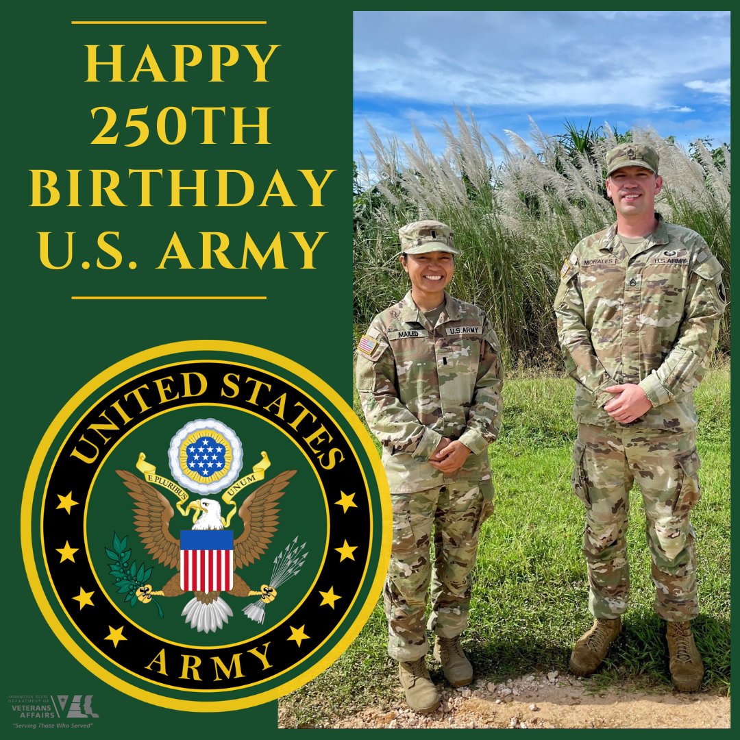 Honoring 250 years of the U.S. Army! Since 1775, brave men and women have defended our democracy. Today, we celebrate Veterans and their families who stood strong through history. Your service inspires us all.  

Read More: dva.wa.gov/news/2025/hono…