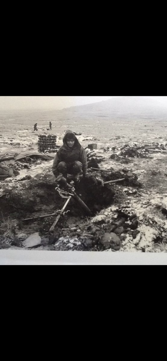 Best mug of tea ever. Me and my 2ic Bhim Gurung on Mt William 14 June’82 having crossed over from Tumbledown. My last working mortar back at Goat Ridge with Sgt Parsuram Limbu (also with a brew!) running the Comd Post. Soft ground was awful for mortar recoil.