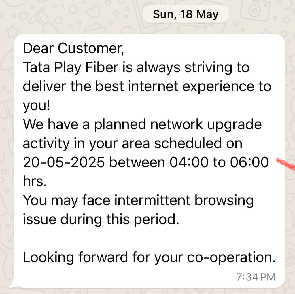 surajit_deb's tweet photo. #tataplayfiber #outage 18th May https://t.co/lmscSu5RKR
